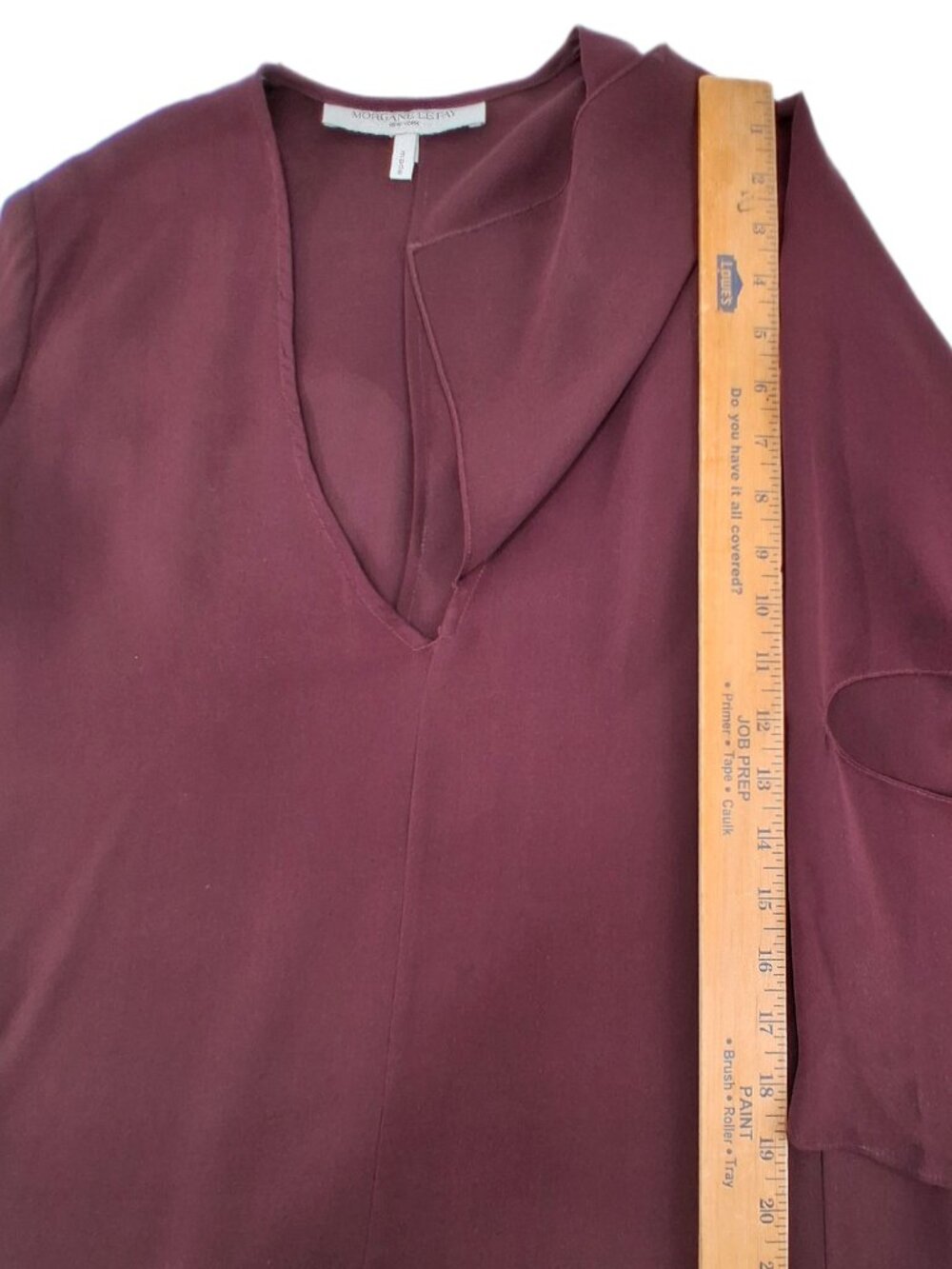 Morgane Le Fay Burgundy Silk Asymmetric V-Neck Draped Handkerchief Hem Dress M - Picture 15 of 15